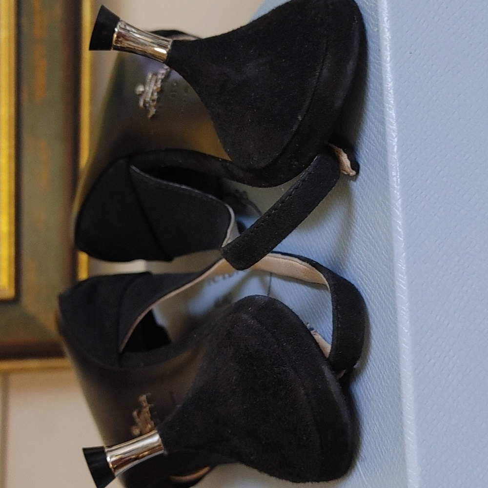 Prada Camoscio Black Suede Sling Back Size 40 - Picture 8 of 12